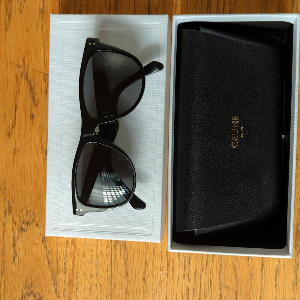 Celine Sunglasses, Black, 54MM modified round